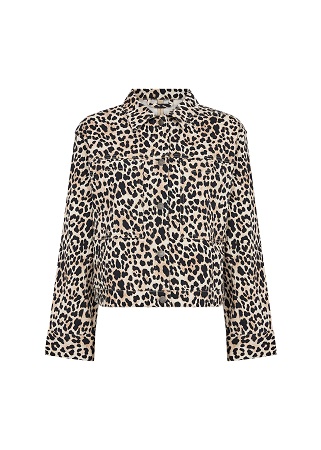Leopardmönstrad jeansjacka med krage - Bild 4