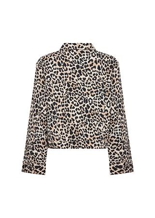 Leopardmönstrad jeansjacka med krage - Bild 5
