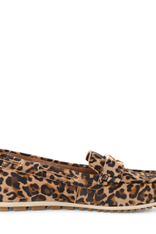 Leopardmönstrade loafers med dekorativt spänne