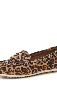 Leopardmönstrade loafers med dekorativt spänne