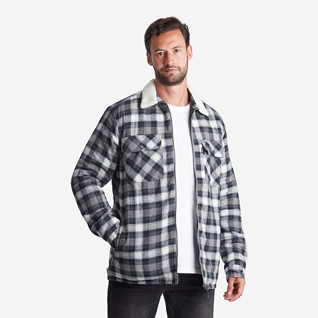 Fodrad Flanellskjorta med pilékrage - Bild 3