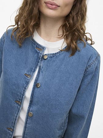 Jeansjacka med rund hals - Bild 4